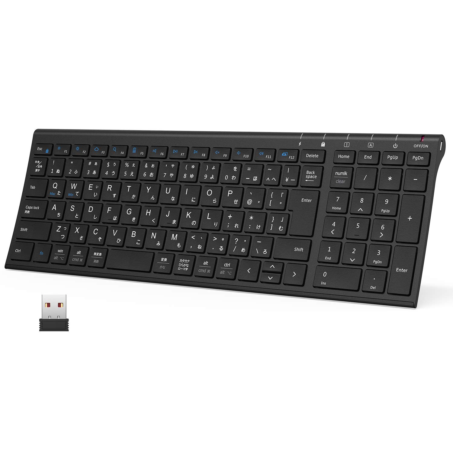 Wireless keyboard, JIS standard, Japanese layout, ultra-thin
