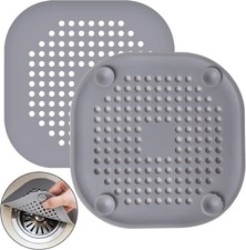 2Pcs Silicone Drain Protector with Suction Cups Shower Hair Catcher Sink Straine
