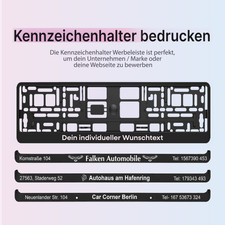 50x Kennzeichenhalter personalisiert Wunschte...