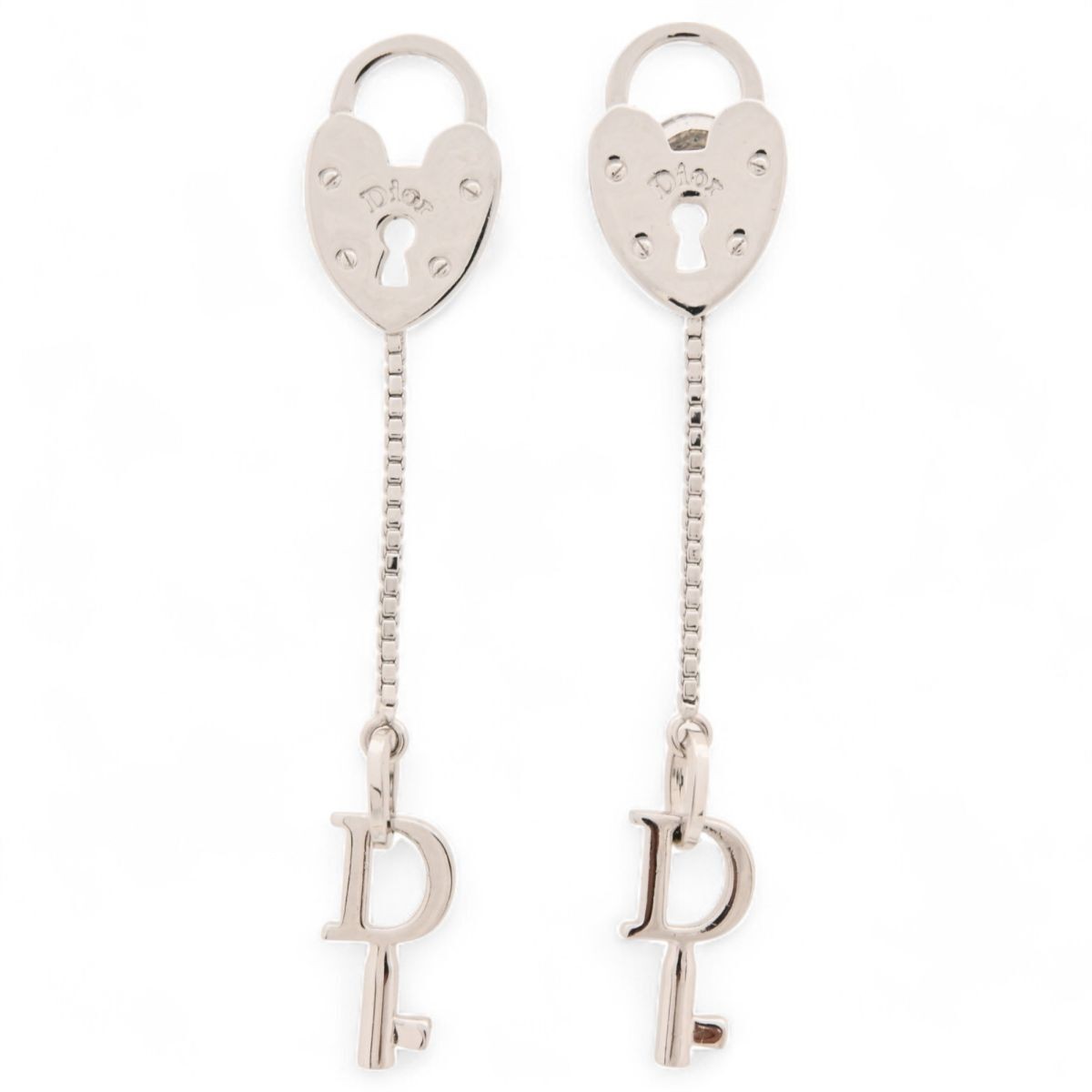 Dior Heart Padlock Key Motif Earrings A Rank di6510sb