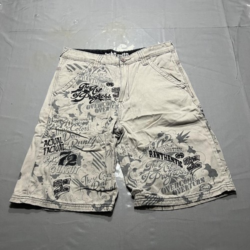Ecko Unltd Shorts Youth Boys 20 Gray Denim Bermuda All Over Graphic Hip Hop
