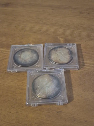 1987 American Eagle Walking Liberty 1 oz Fine Silver One Dollar Coin Lot Of 3