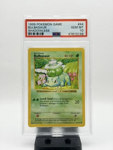 Pokémon Bulbasaur Shadowless PSA GEM MINT 10 Base Set 44/102 Vintage 1999 WOTC