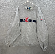 Vintage Adidas Sweatshirt Adult XL Gray Crewneck Embroidered Rugby Skater Y2K