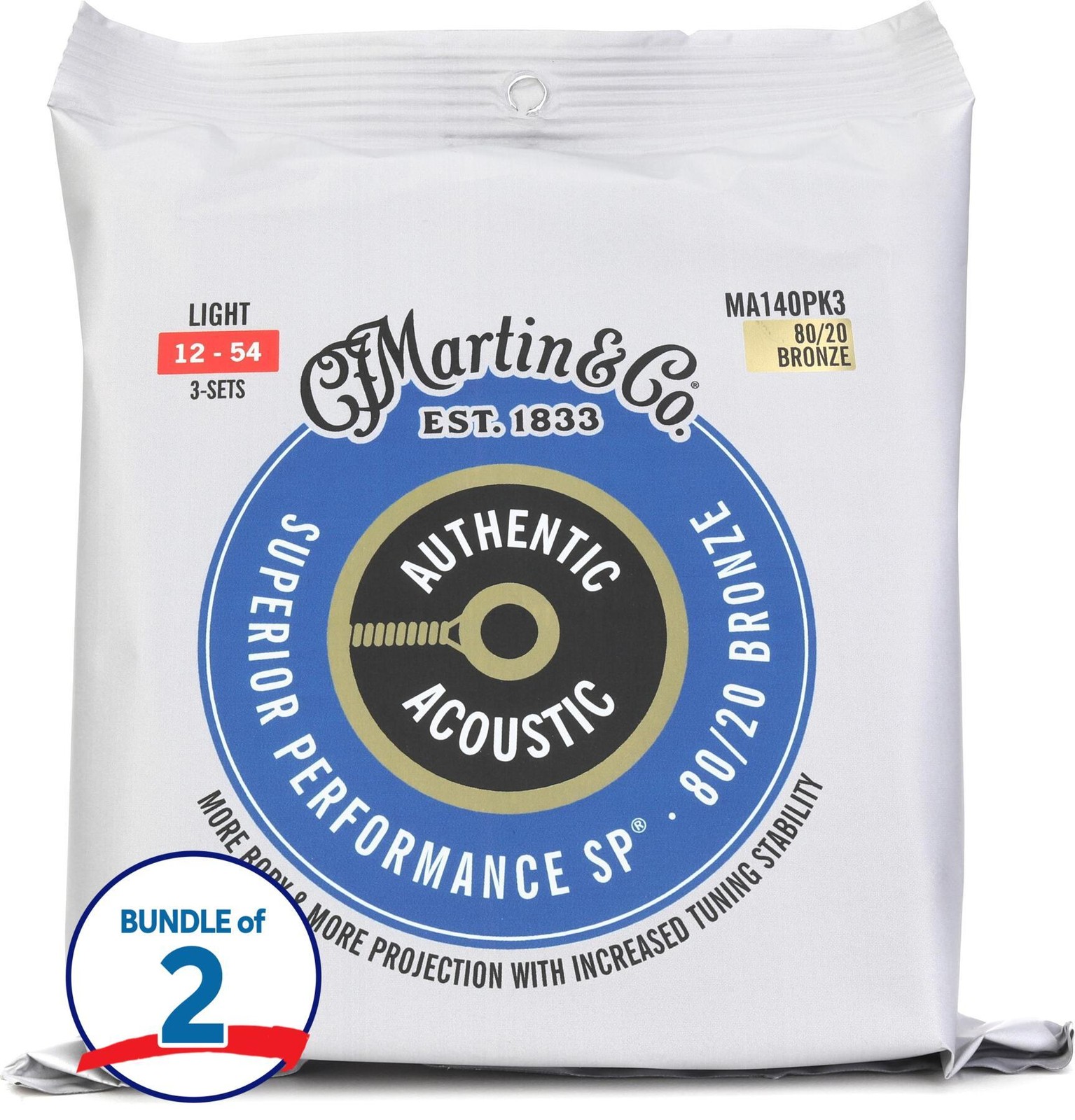 Струны для акустической гитары Martin Authentic Superior Performance 6 шт - 8020 6190₽