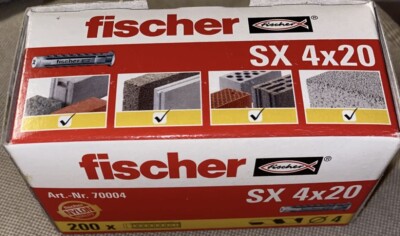 Fischer SX 4x20 Dübel In Nylon Qualität 20 Stück 4mm Bohrer 20mm