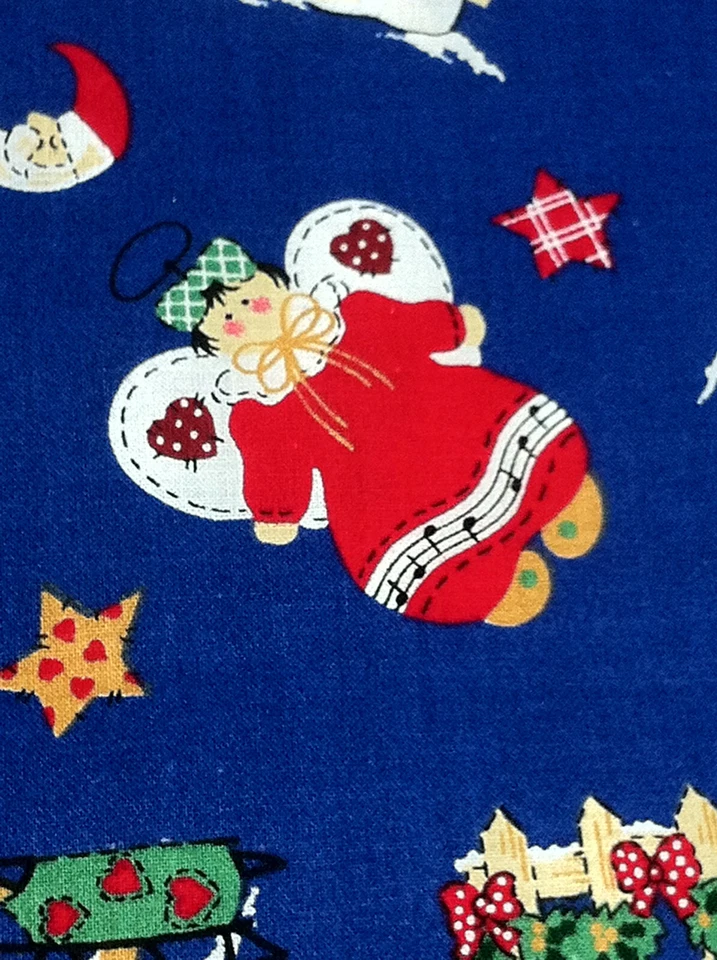 Fabric Traditions Christmas Angels Snowman Sled Fence Sheep on Blue 3Y x 44" W - Image 4 of 4