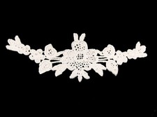 Lily 5.75" x 2" White Ivory Black Collar Neckline Applique Floral Venise Lace