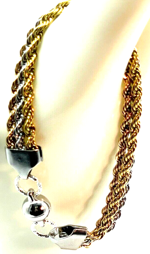 Bracelet 3-Tone Gold, Rose Gold & Silver Stainless Steel Size 8 Magnetic Close - Picture 2 of 8