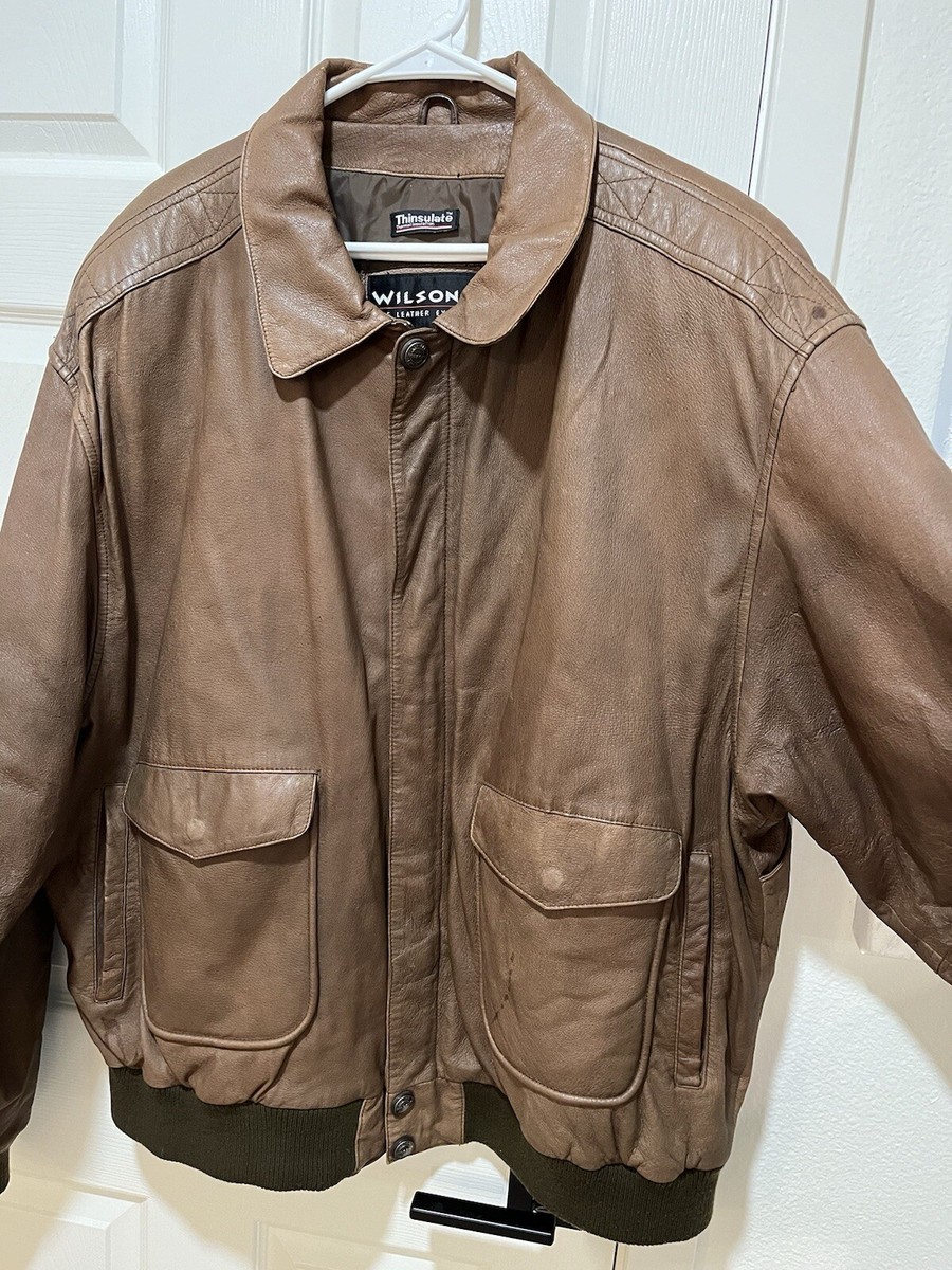 Vintage Wilsons Leather 80s Bomber Aviator Biker Thinsulate Jacket