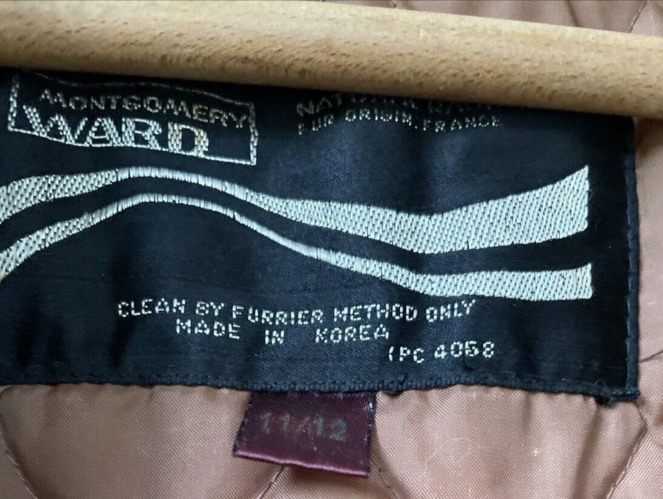 Abrigo de piel de conejo de colección marrón años 70 cinturón de cuero talla 11/12 retro Foto 3 de 4