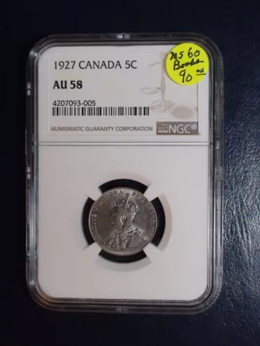 1927 Canada Nickel NGC AU58 5C Coin PRICED TO SELL RIGHT NOW!