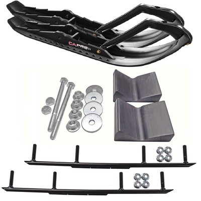 C&A Pro Black TMX Snowmobile Skis w/ 6'' Round Bars Complete Kit Yamaha 2014 &