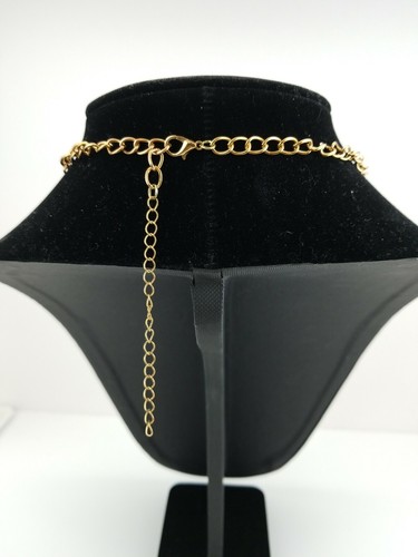 Statement Necklace Red Gold Tone Chocker Acrylic 16" - Picture 5 of 12