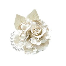 Fabric Rose Flower Brooch Pins Pearl Tassel Corsage Jewelry Lace Brooches Cla...