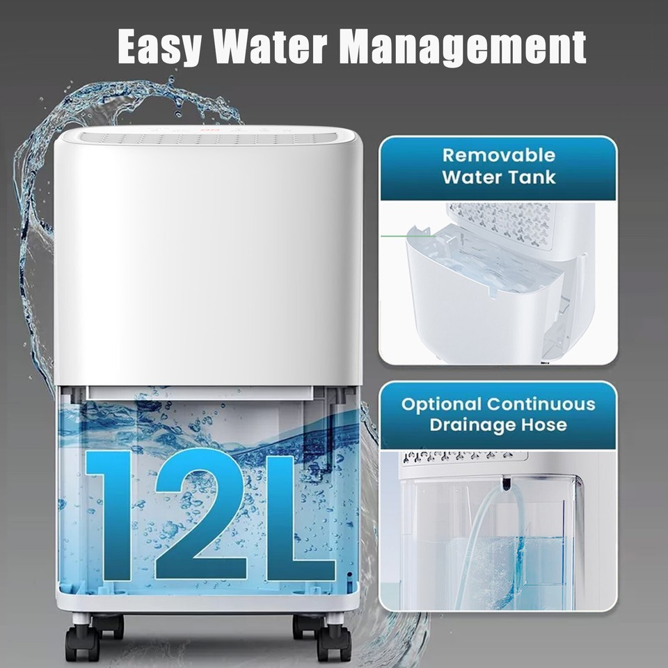 12L/20L Compressor Dehumidifier 4L Water Tank Low Energy Quiet Laundry
