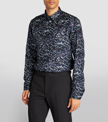 ETON Navy Geometric Print Slim Fit Silk Twill Dress Shirt Marble MSRP $395 | eBay ETON Navy Geometric Print Slim Fit Silk Twill Dress Shirt Marble MSRP $395 | eBay