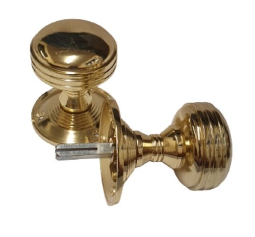 Contemporary Stylish Brass Finish Reeded Mortice Lever Door Knobs Handles D15 - Picture 6 of 25