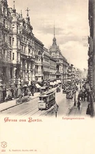 A690 Germany Gruss aus Berlin Leipzigerstrasse Tram vintage postcard