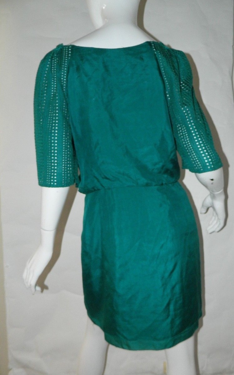 Phillip Lim 3.1 Dress Green Silk Perforated Sleeves Scoop Neck Shift Sz 4 |  eBay