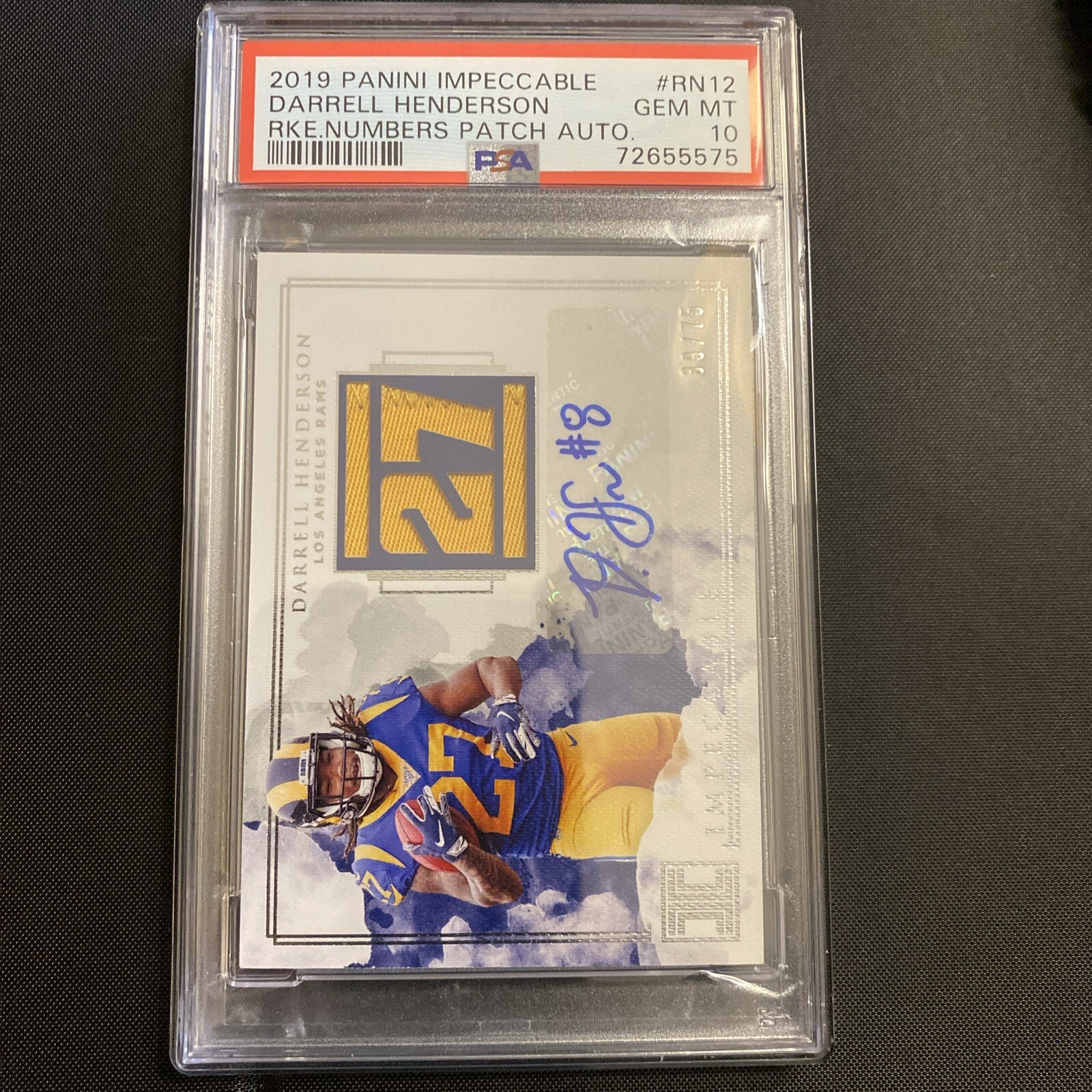 Darrell Henderson Panini Impeccable Rookie Numbers Patch Autographs #RN12 Base