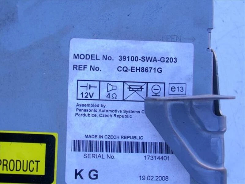 39100-SWA-G203 radio pour HONDA CRV 2.0 G I-VTEC 2006-2009 2008 88052 - Photo 3/4