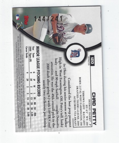 2001 Finest Refractors #120 Chad Petty PROS - Picture 2 of 2