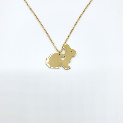 Bunny Rabbit GOLD Plated Necklace Gift Box Pet Animal Easter Forest Creature