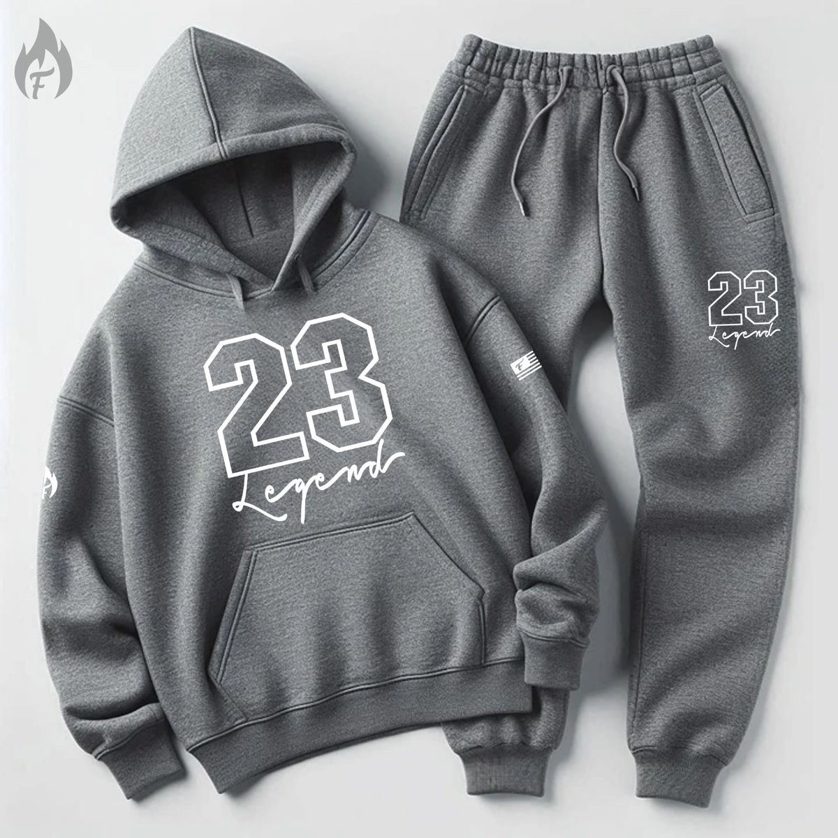 Grey Tracksuit Hoodie Joggers 2pc Set 23 Legend Sweatsuit To Match