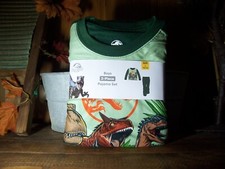 JURASSIC WORLD BOYS 2 PIECE PAJAMA SLEEP SET SIZE LARGE 10-12 GREEN DINAOSAUR