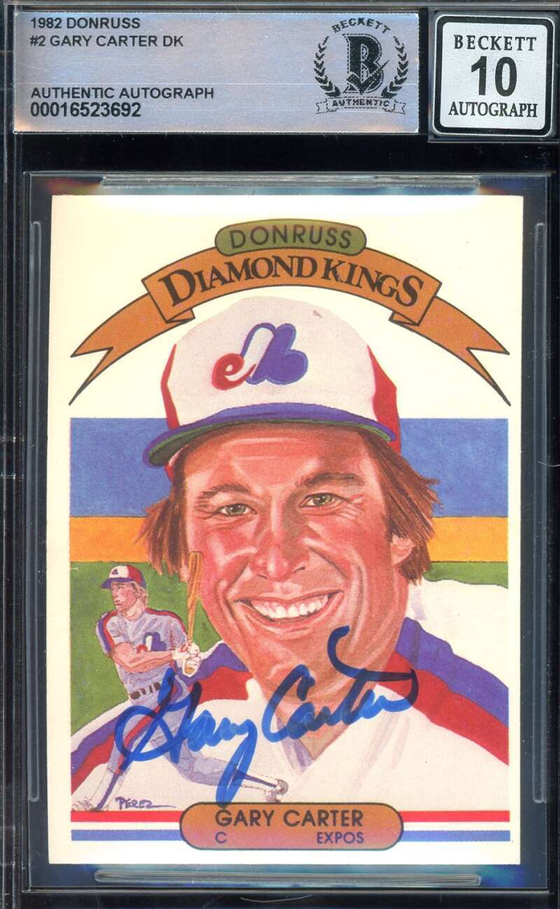 Gary Carter Gem Mint 10 Beckett BAS Signed 1983 Donruss Diamond Kings Autograph