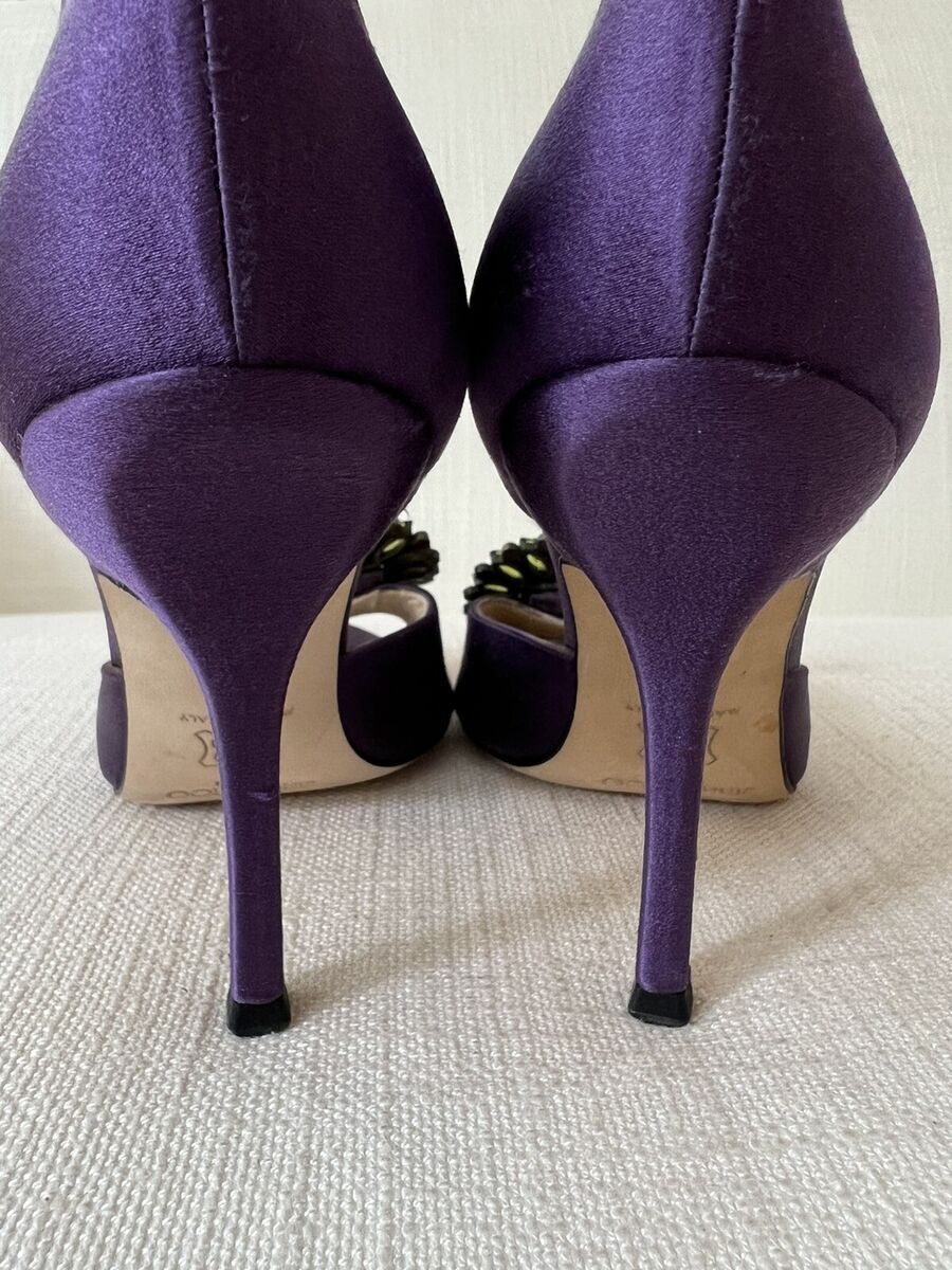 Jimmy Choo Purple Satin Jewelled Kendal Heels Size 36.5 USED Jimmy Choo Purple Satin Jewelled Kendal Heels Size 36.5 USED