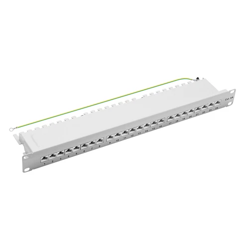 ProfiPatch 19 Zoll Patchpanel Cat.6A 500MHz 24-Port 1HE RJ45 geschirmt grau 10GB
