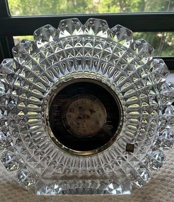 Vintage Large Hoya Japan World Mantle Desk Clock Glass Lead