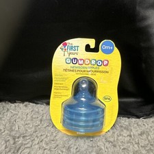 The First Years Newborn Nipples Slow Flow Fits GumDrop Wide Bottles Blue 2-Pack