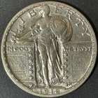 1918-D 25C Standing Liberty Quarter - Raw AU - See Pictures