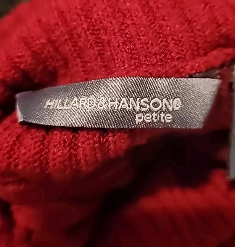 Hillard & Hanson Sweater Womens Petite Large Red Long Sleeve Turtleneck - Image 3 of 4