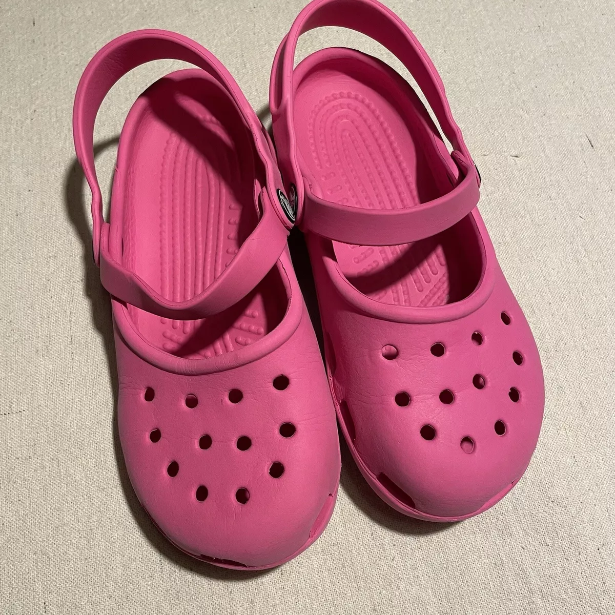 Crocs Youth 2 4 Waterproof Pink Slip On Slippers Sandals Mary