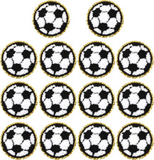 14Pcs Soccer Iron on Patches, Gold Edge Chenille Patches Sports Soccer Ball Patc