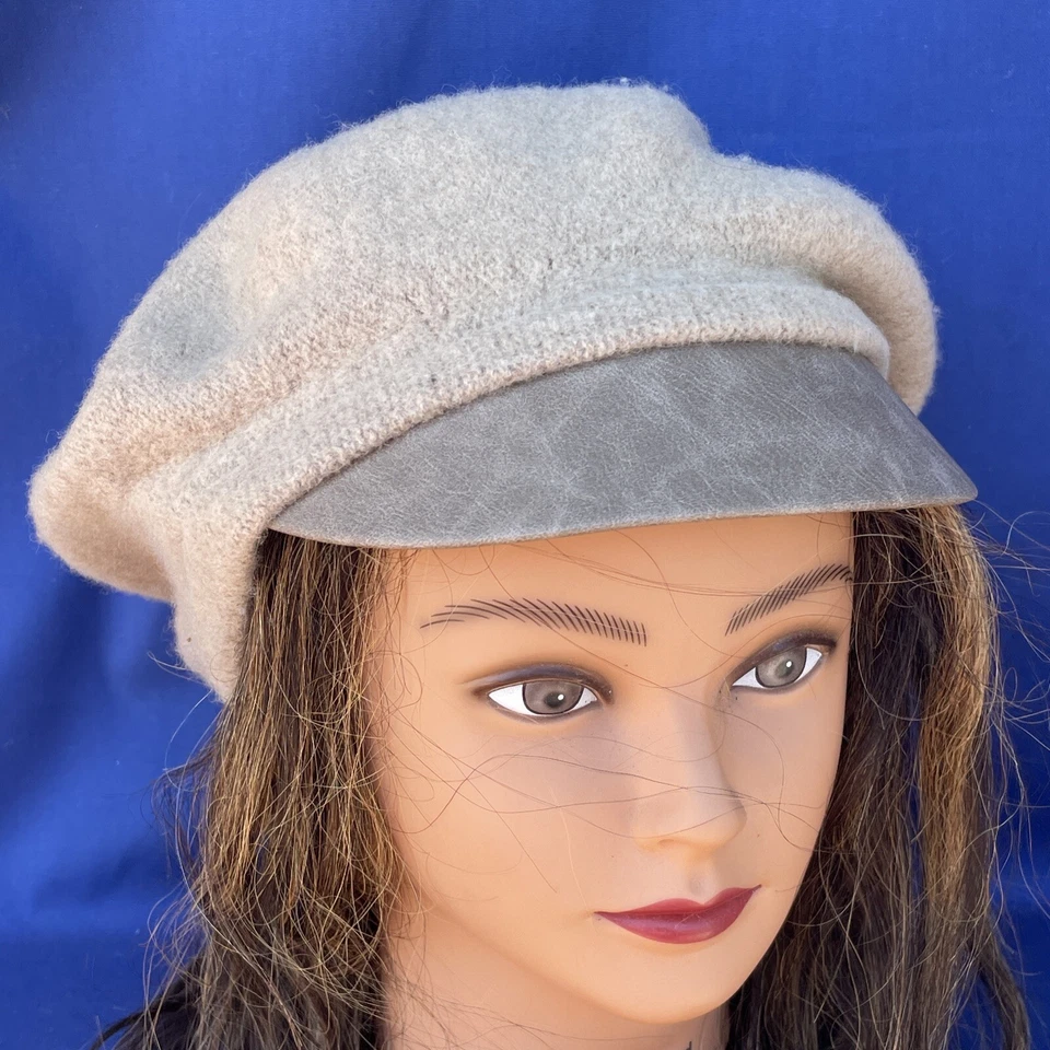 NINE WEST 100% Wool Cabbie Fedora Two Tone Camel STYLISH Hat Cap OSFM ❤️blt15m - Image 2 of 4