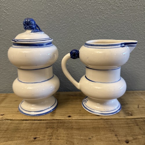 Vintage Blue Onion Arnart Porcelain Creamer & Sugar Bowls 1960s Retired Pattern - Picture 2 of 9