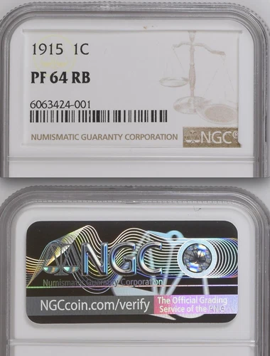 1915 NGC PR64RB $2,350 APR █ 1,150 Minted █ Key Date MATTE PROOF 1C Lincoln Cent