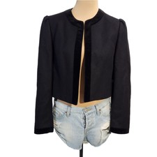 Lodenfrey Vintage Bolero Wool Velvet Trim Open Jacket Size Small To Medium