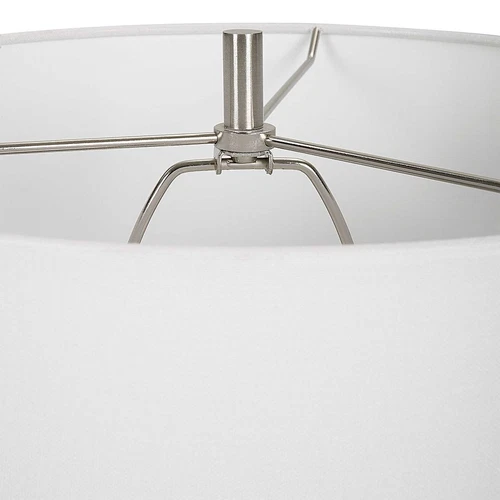 Stacked Crystal Wood Banded Table Lamp 28 in x 16 Two Tone Round Beige Clear - Picture 6 of 7