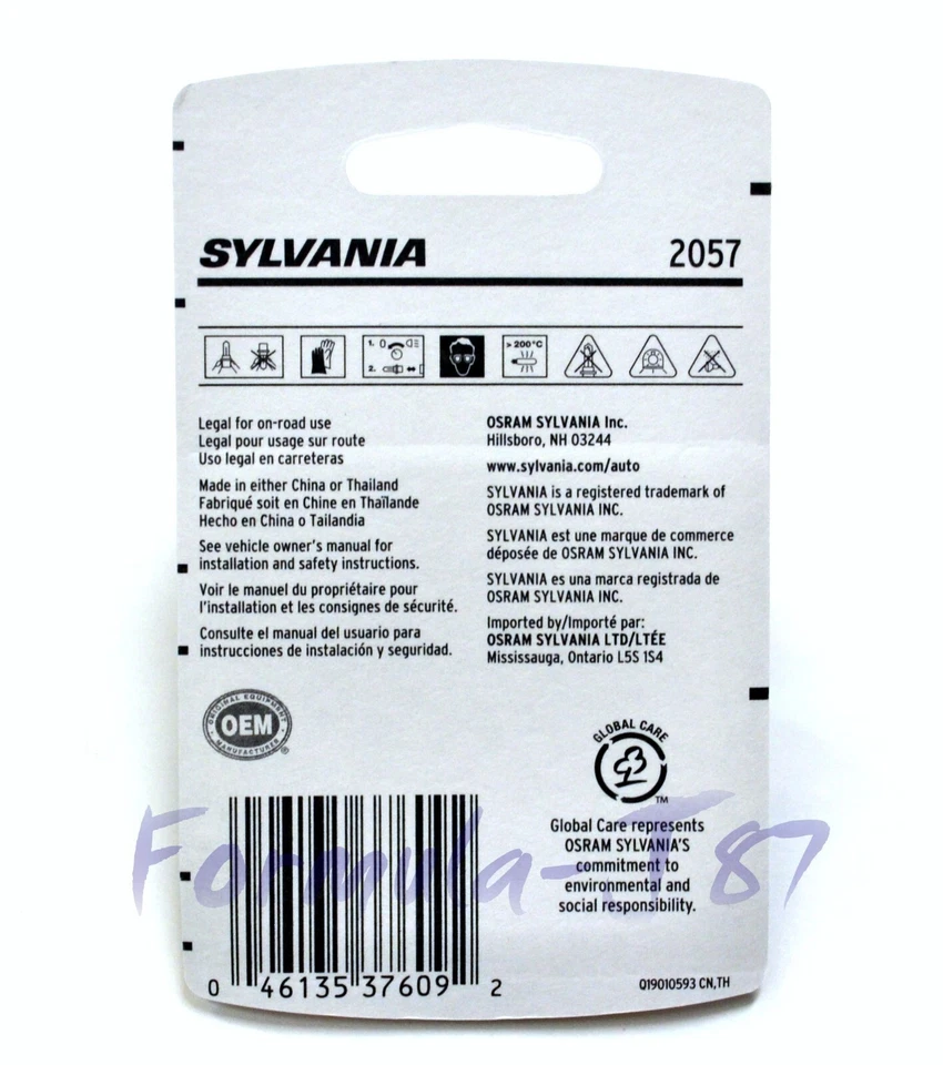 Sylvania Basic 2057 26.9/6.7W Dos Bombillas Luz Señal de Giro Delantera Reemplazar Lámpara Ajuste Foto 2 de 4