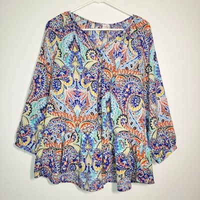 Cupio Colorful Paisley Boho Top XL