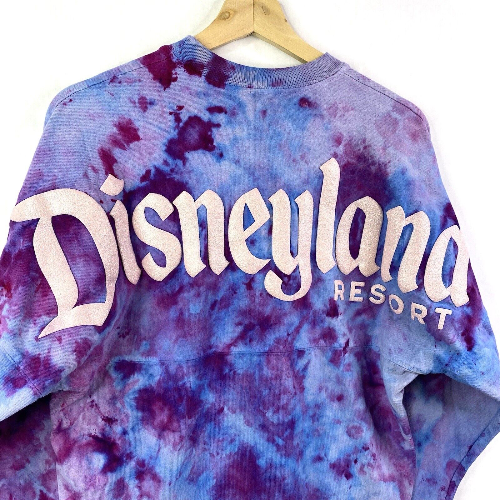 Disneyland Resort Purple Tye Dye Spirit Jersey Puff Print Pink Sparkle Size XS