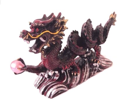6 inch GOLD & RED Chinese Feng Shui Dragon Figurine Statue for Luck Success