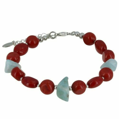 CLASSIC VINTAGE‎ STERLING SILVER CORAL  COLOR QUARTZ WATCH  7.25\