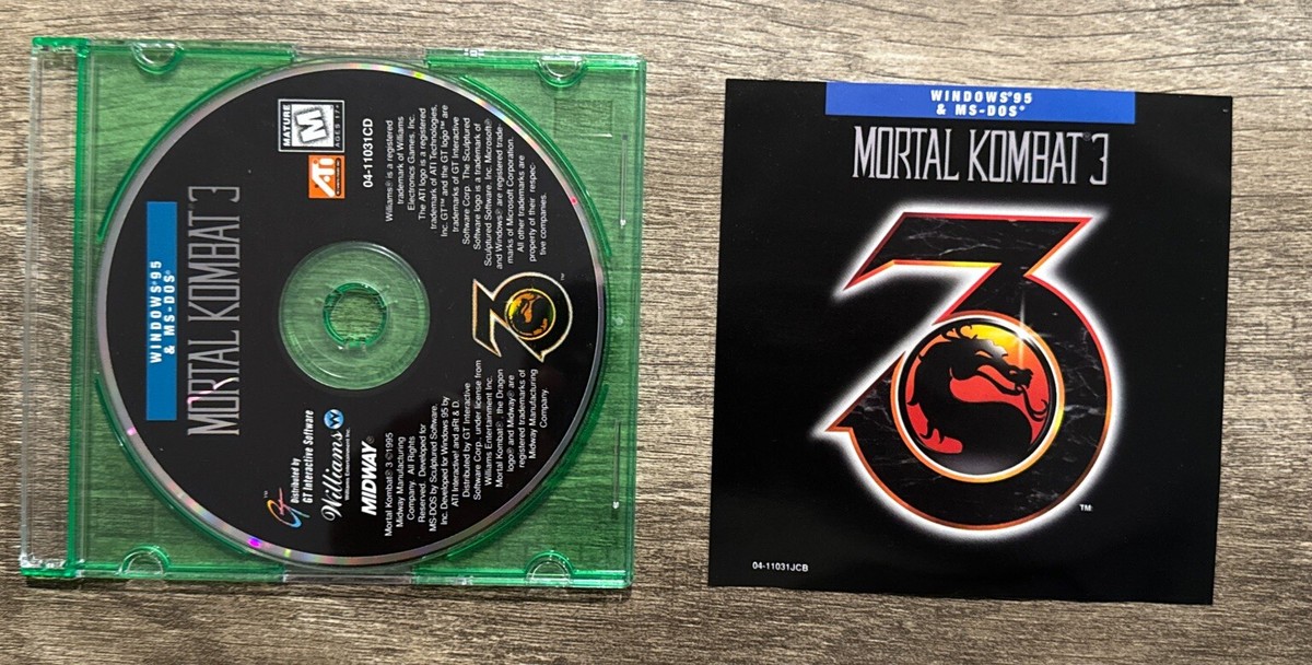 Mortal Kombat 3 (PC, 1995) Midway CD-Rom, Computer Game- Disc